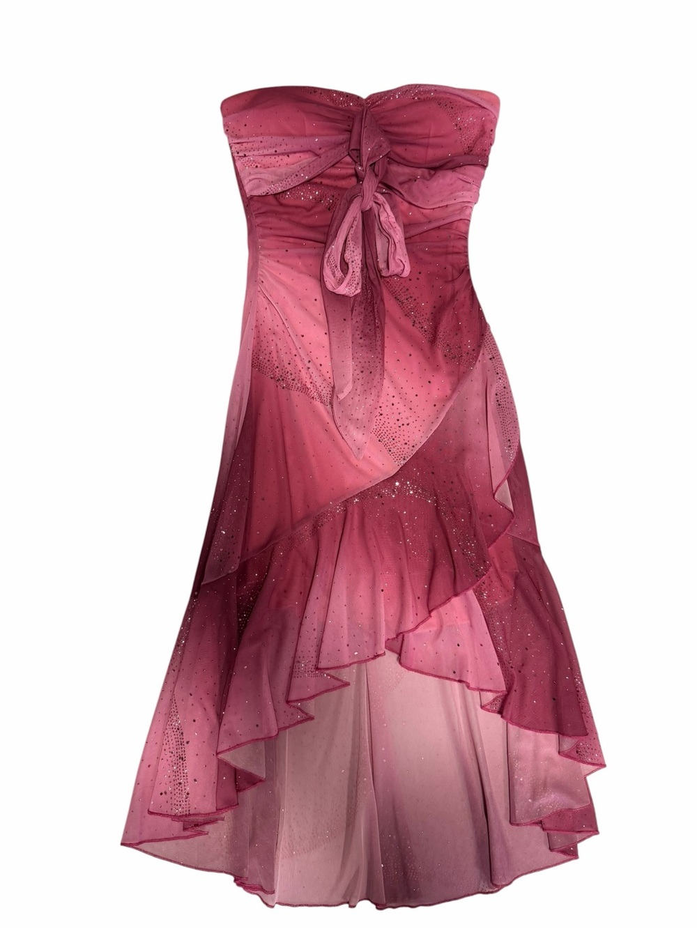Taboo Pink Ombre Strapless High-Low Chiffon Dress - Picture 8 of 13